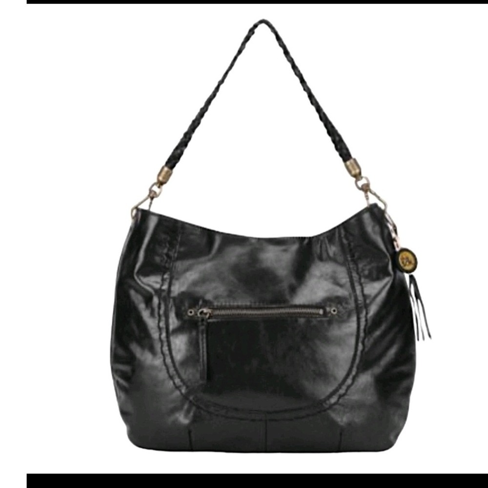 The Sak Indeo Demi Leather Braided Strap Hobo Bag Black
